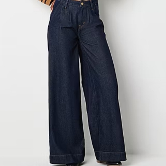 A.N.A. A New Approach Denim - a.n.a Pleated Womens High Rise Relaxed Fit Wide Leg Jean, Size 12